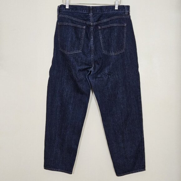 Uniqlo Jean Women 32 Indigo Relaxed Tapered High Rise Cropped Fabric By Kaihara - Picture 2 of 16